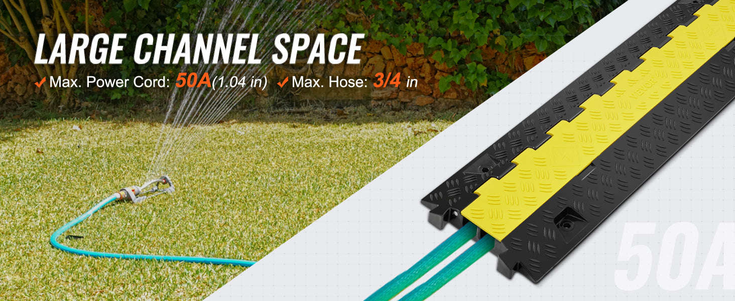 Cable Protector Ramp 2 Channel Heavy Duty Wire Cord Cover-3PCS Tape 1.2W LBS / spain