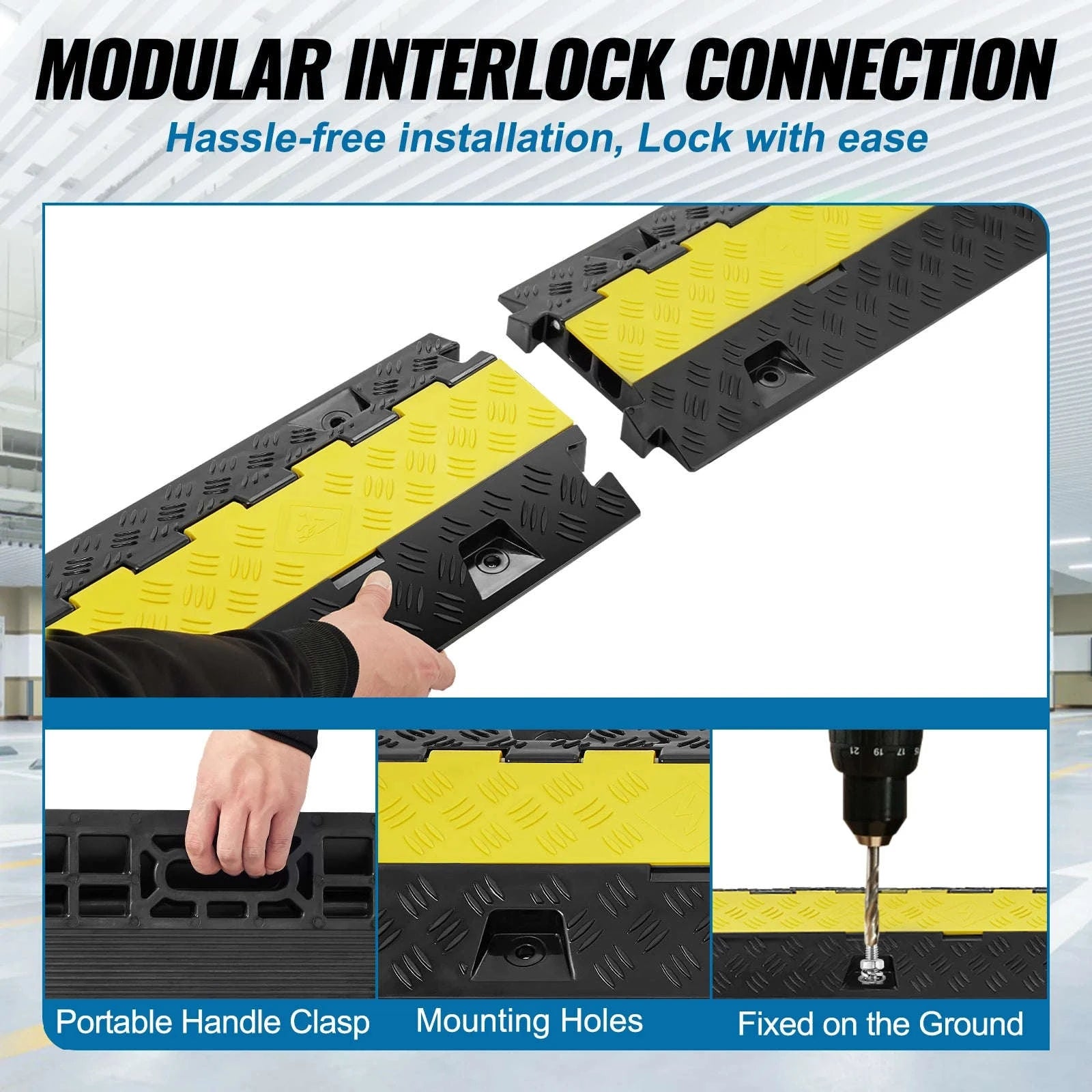 Cable Protector Ramp 2 Channel Heavy Duty Wire Cord Cover-3PCS Tape 1.2W LBS / spain