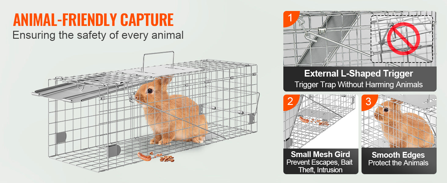 24 Inch Folding Live Animal Cage Trap with Handle