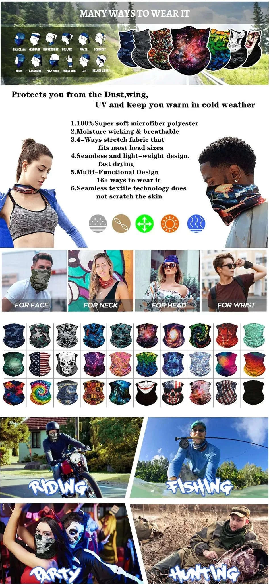 Camo Hunting Tactical Neck Gaiter-CM139 / 25X50cm / CHINA