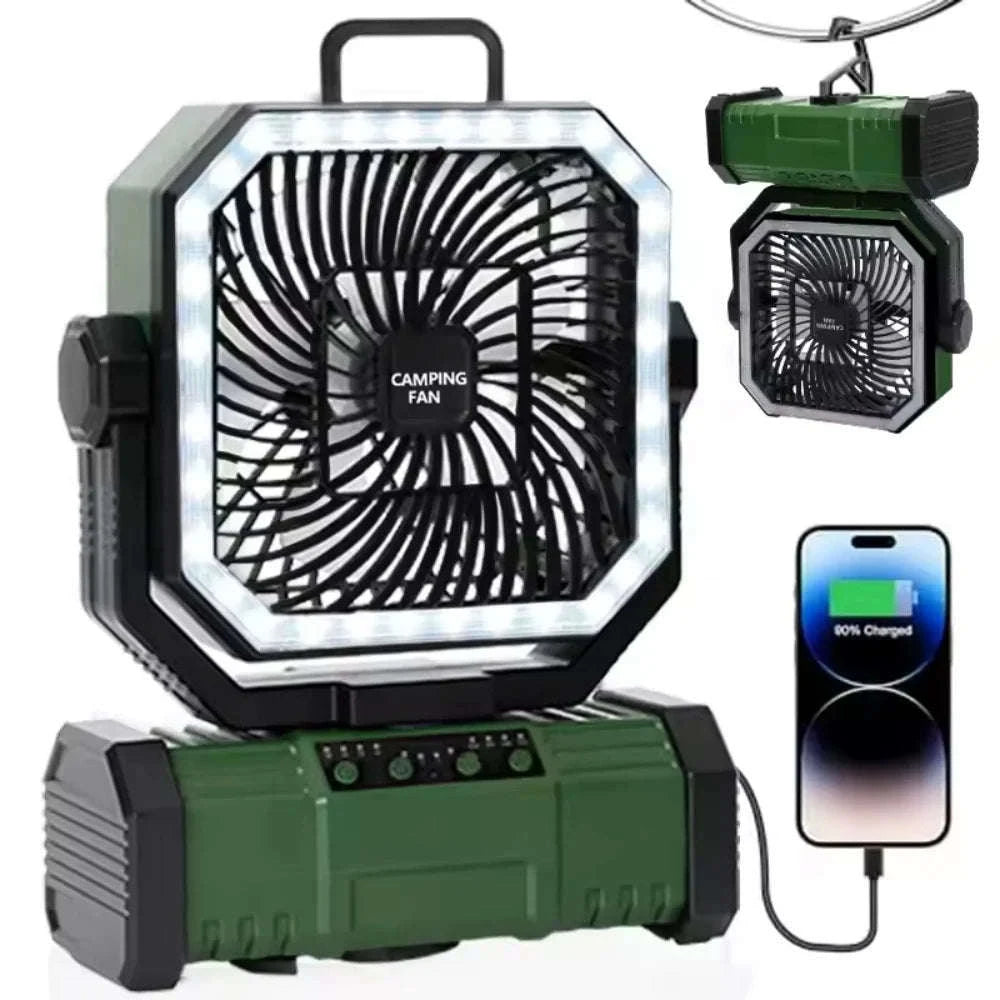 Camping Ceiling Fan with Light and Remote Control-Orange(Bluetooth) / United States