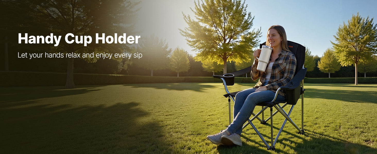 SucceBuy 2Pack Oversized Camping Chairs 450 lbs Heavy Duty Support Portable Folding Camp Chairs with Padded Backrest & Armrests