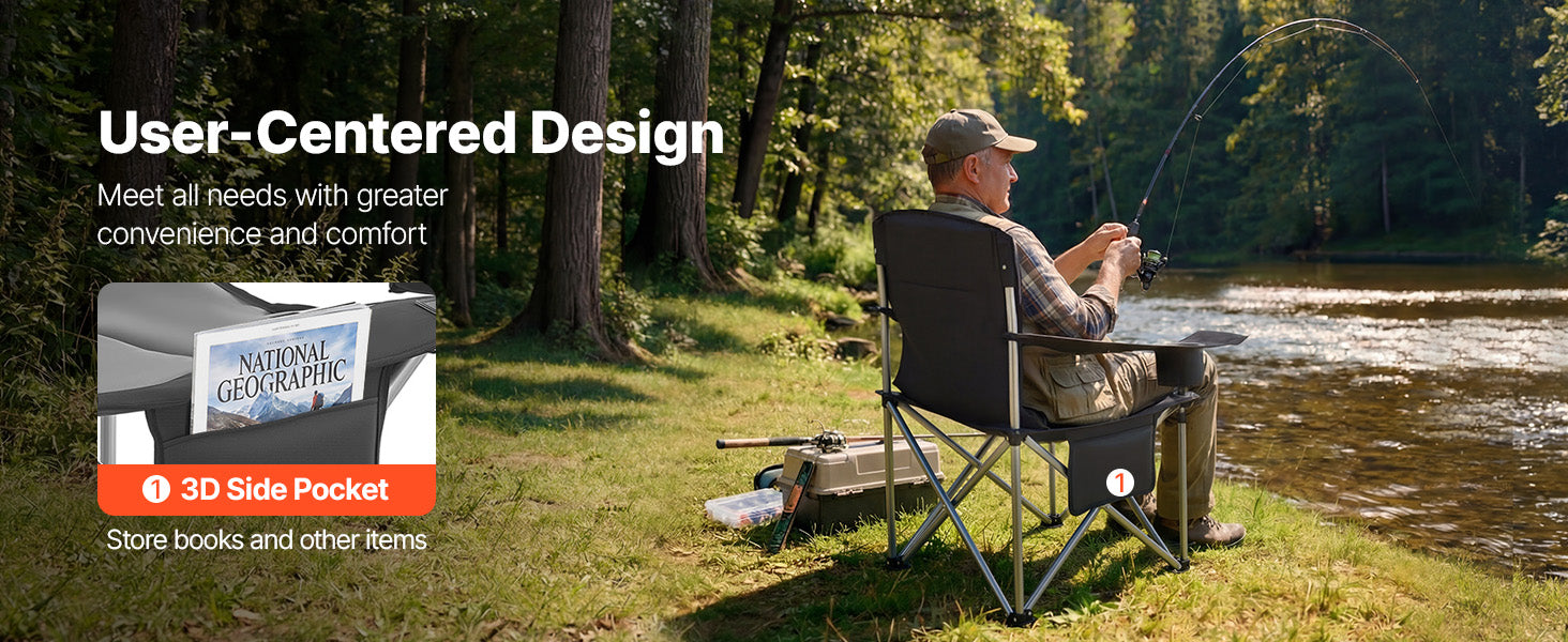 SucceBuy 2Pack Oversized Camping Chairs 450 lbs Heavy Duty Support Portable Folding Camp Chairs with Padded Backrest & Armrests