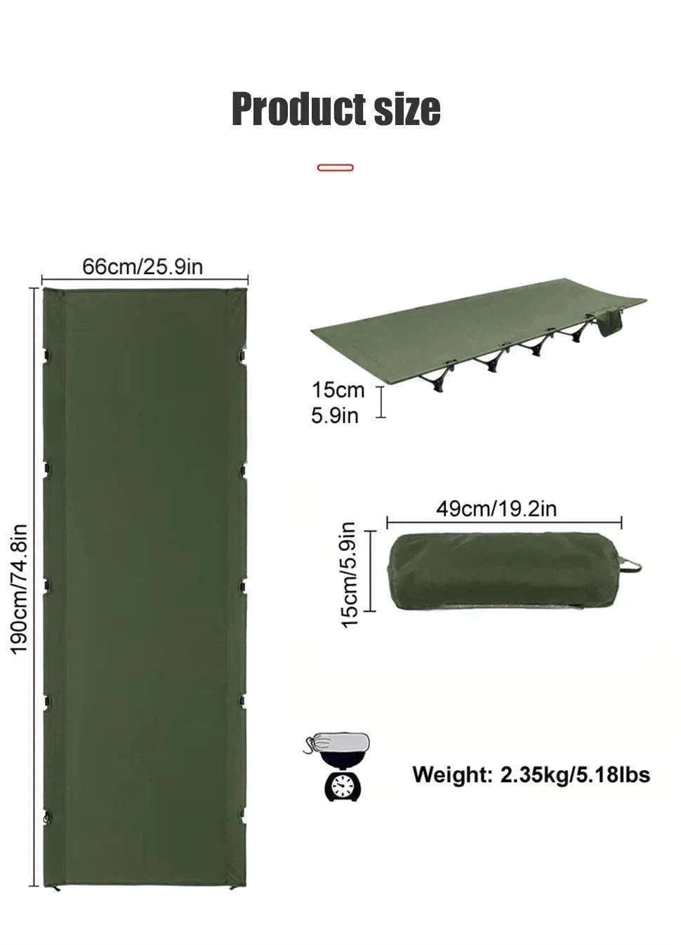 Camping Cot Folding Bed for Travel, Hiking, and Camping-Khaki