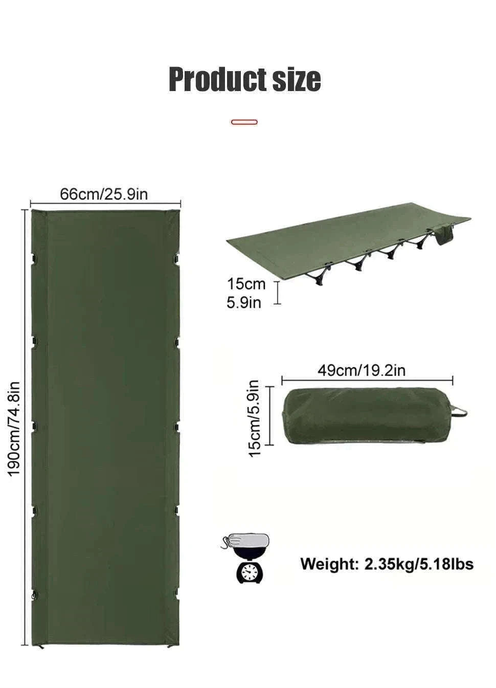 Camping Cot Folding Bed for Travel, Hiking, and Camping-Khaki