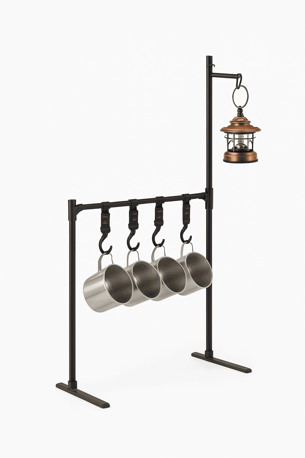 Camping Desktop Storage Rack with Hook, Aluminum Hanging Stand-Single Rack Set 1