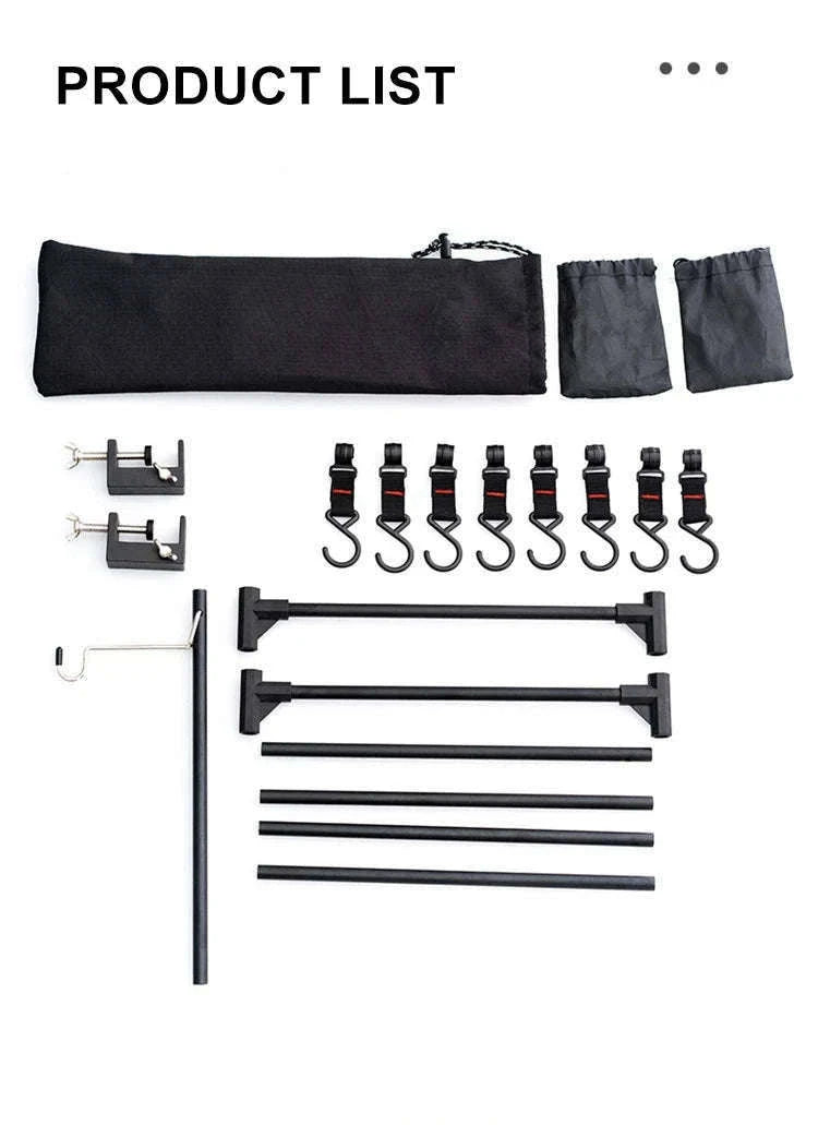 Camping Desktop Storage Rack with Hooks for Outdoor Tables-Single Rack Set 1