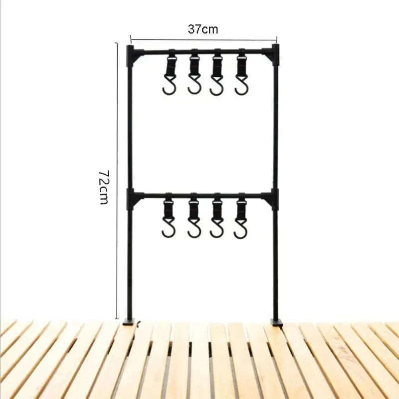 Camping Desktop Storage Rack with Hooks for Outdoor Tables-Single Rack Set 1