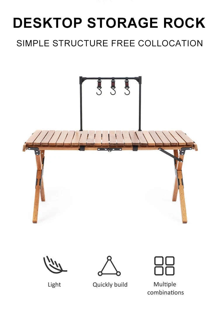 Camping Desktop Storage Rack with Hooks for Outdoor Tables-Single Rack Set 1