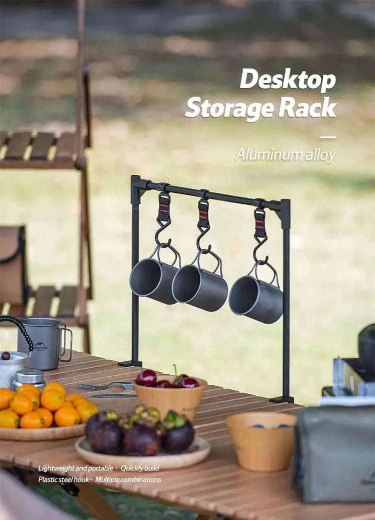 Camping Desktop Storage Rack with Hooks for Outdoor Tables-Single Rack Set 1