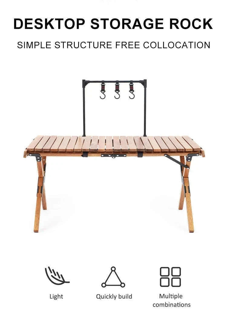 Camping Desktop Storage Rack with Hooks for Outdoor Tables-Single Rack Set 1