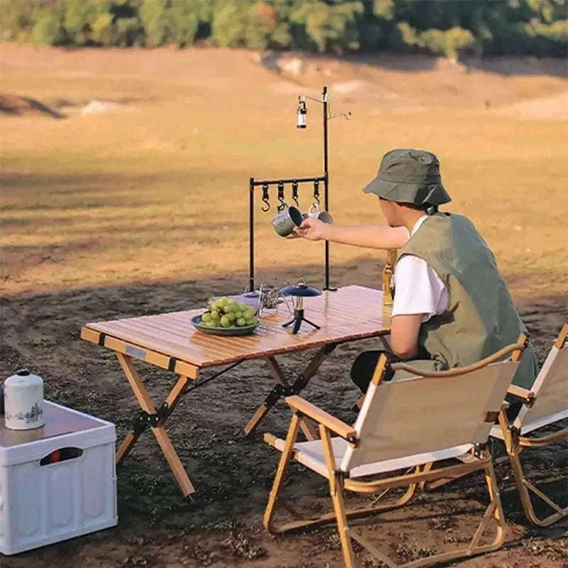 Camping Desktop Storage Rack with Hooks for Outdoor Tables-Single Rack Set 1
