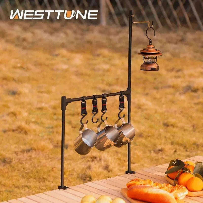 Camping Desktop Storage Rack with Hooks for Outdoor Tables-Single Rack Set 1