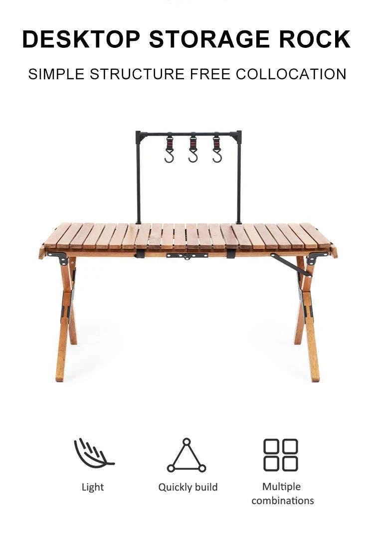 Camping Desktop Storage Rack with Hooks for Outdoor Tables-Single Rack Set 1