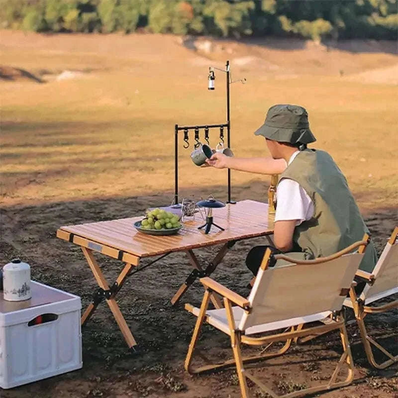 Camping Desktop Storage Rack with Hooks for Outdoor Tables-Single Rack Set 1