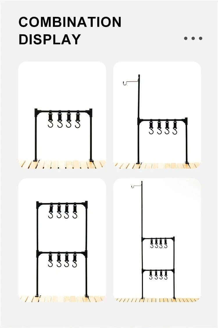 Camping Desktop Storage Rack with Hooks for Outdoor Tables-Single Rack Set 1