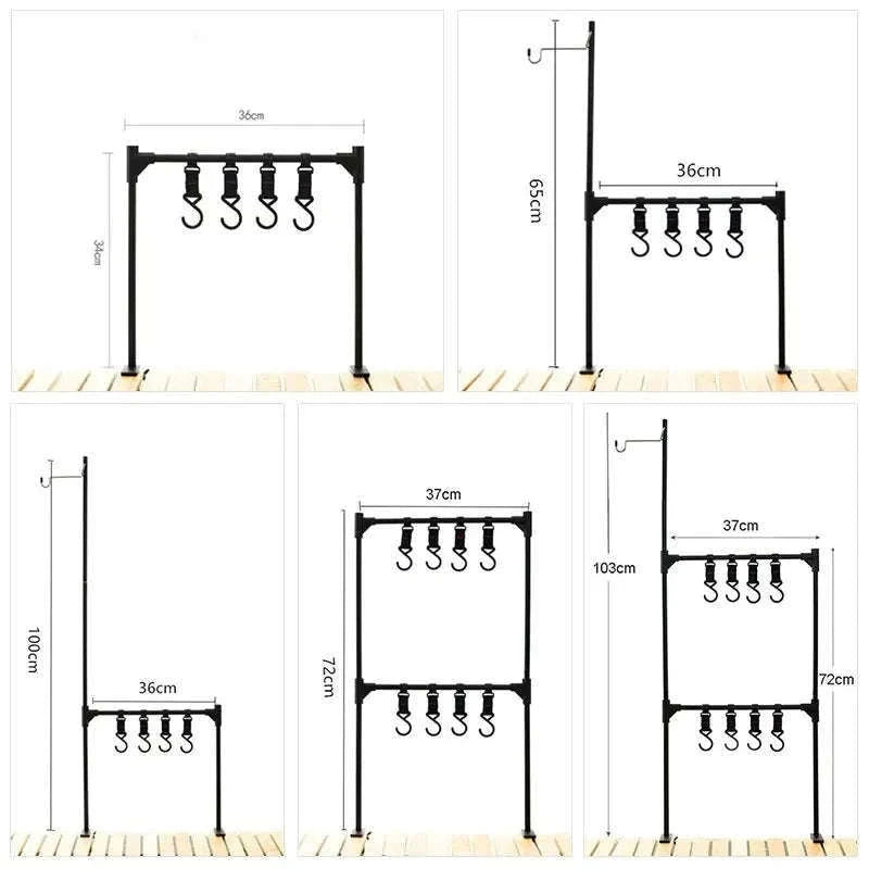 Camping Desktop Storage Rack with Hooks for Outdoor Tables-Single Rack Set 1