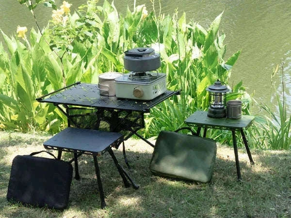 Camping Folding Stool with Aluminum Frame and Carrying Bag-Green