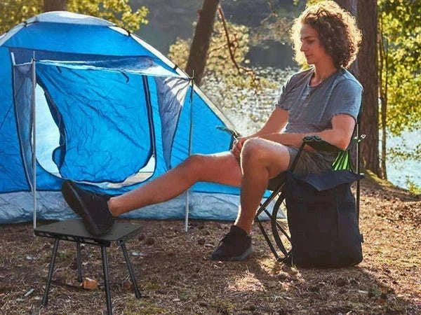 Camping Folding Stool with Aluminum Frame and Carrying Bag-Green