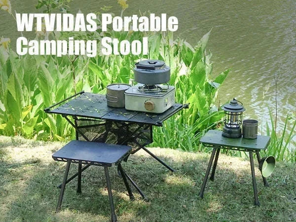 Camping Folding Stool with Aluminum Frame and Carrying Bag-Green