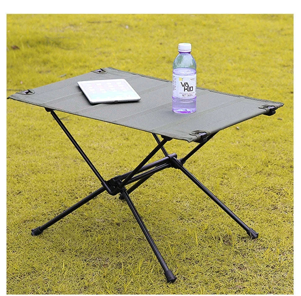 Camping Folding Table with Aluminum Alloy Frame and Roll-Up Top-Green Set