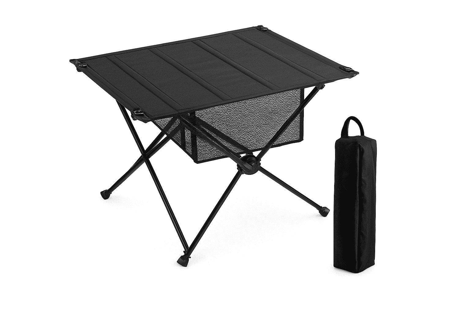 Camping Folding Table with Aluminum Alloy Frame and Roll-Up Top-Green Set