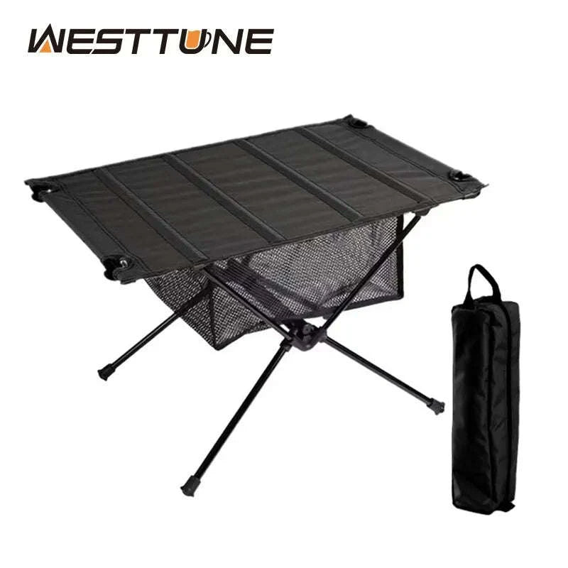 Camping Folding Table with Aluminum Alloy Frame and Roll-Up Top-Green Set