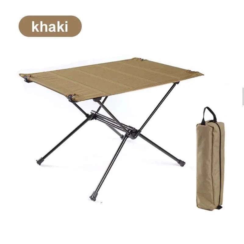 Camping Folding Table with Aluminum Alloy Frame and Roll-Up Top-Green Set