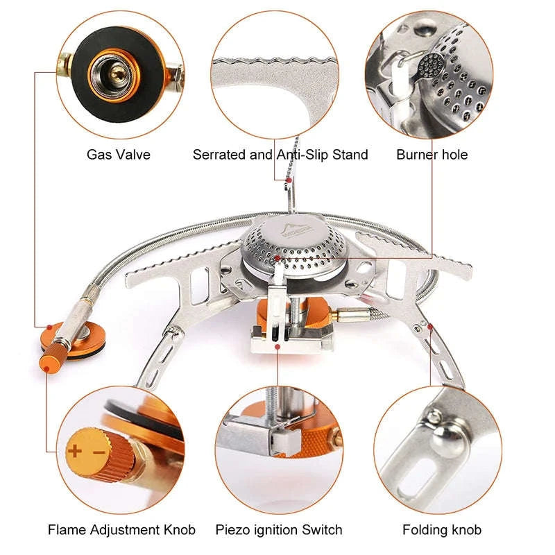 Camping Gas Stove Outdoor Burner with Ignition-with stable support