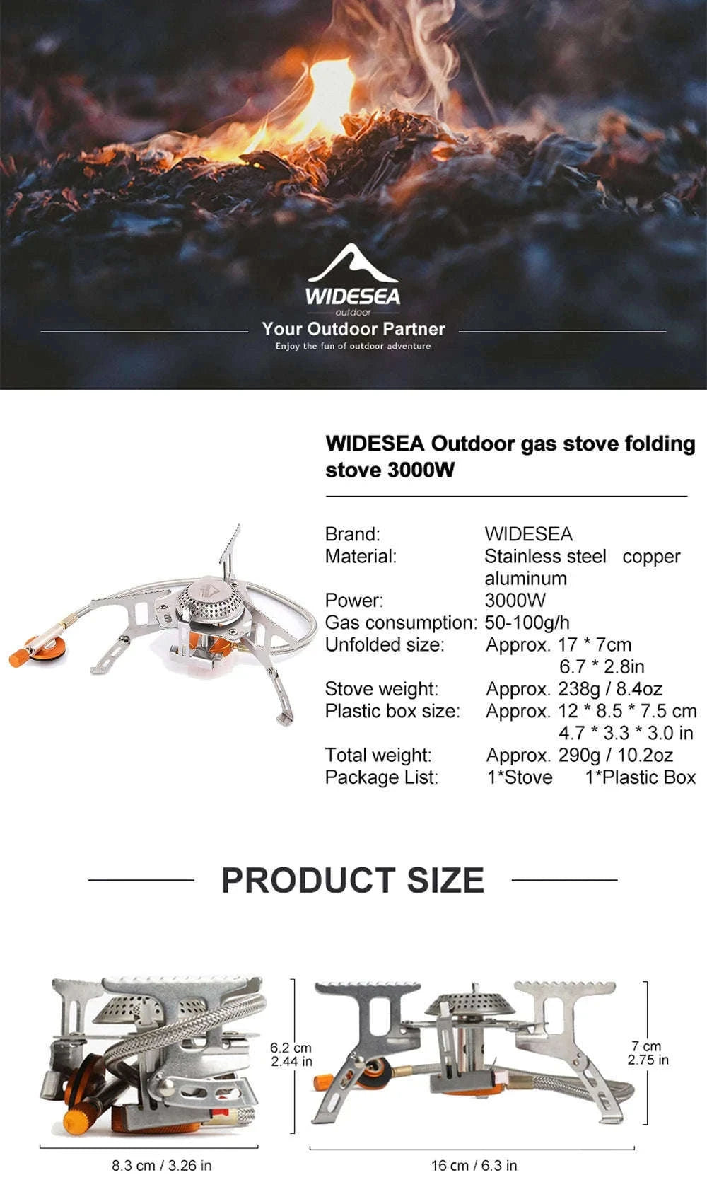 Camping Gas Stove Outdoor Burner with Ignition-with stable support