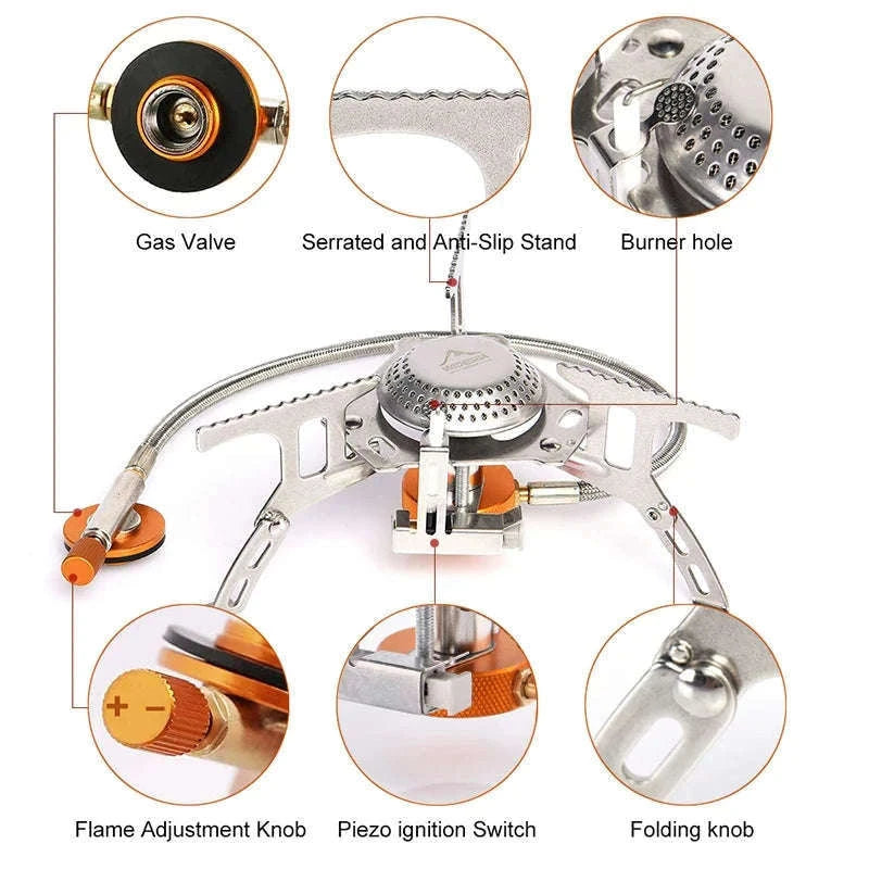 Camping Gas Stove Outdoor Burner with Ignition-with stable support