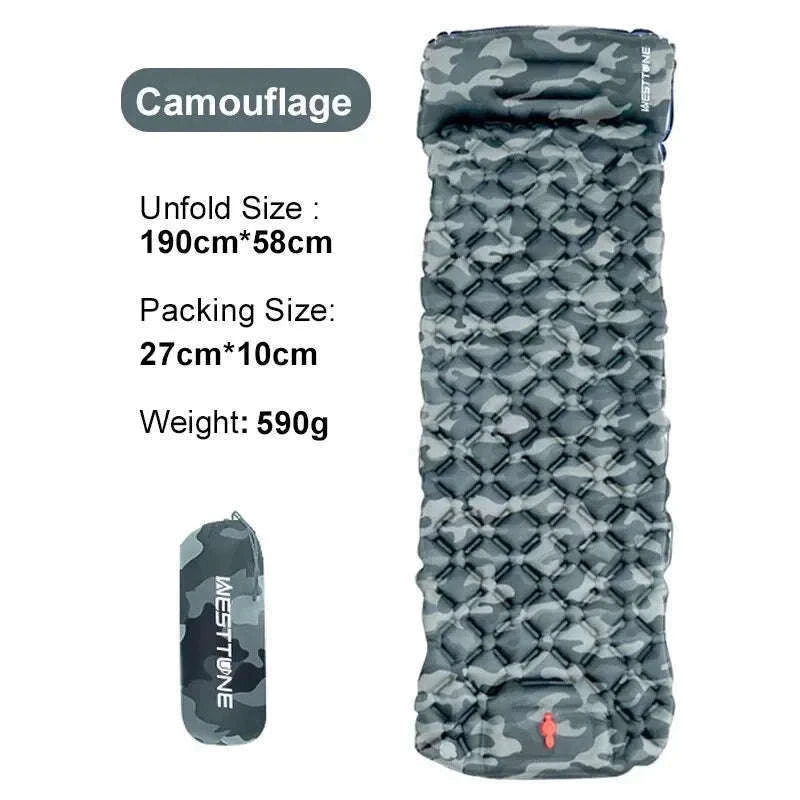 Camping Inflatable Mattress with Built-In Pump and Pillow-Orange