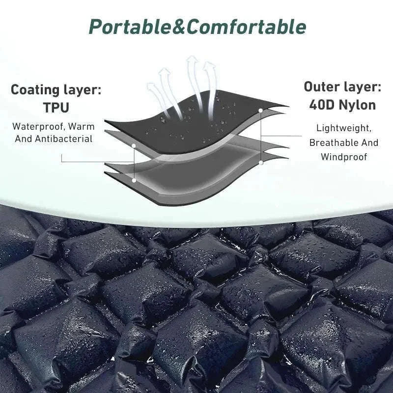Camping Inflatable Mattress with Built-In Pump and Pillow-Orange