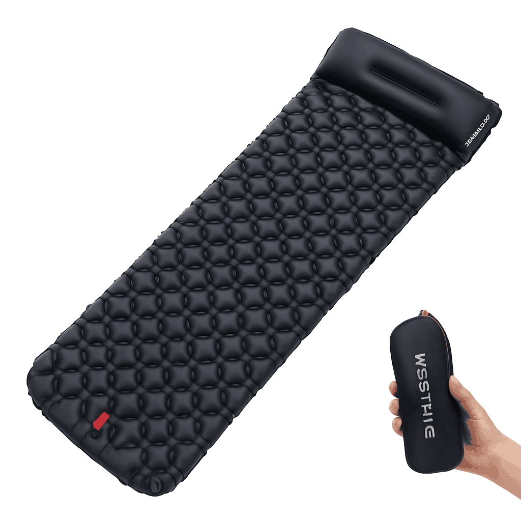 Camping Inflatable Mattress with Built-In Pump and Pillow-Orange