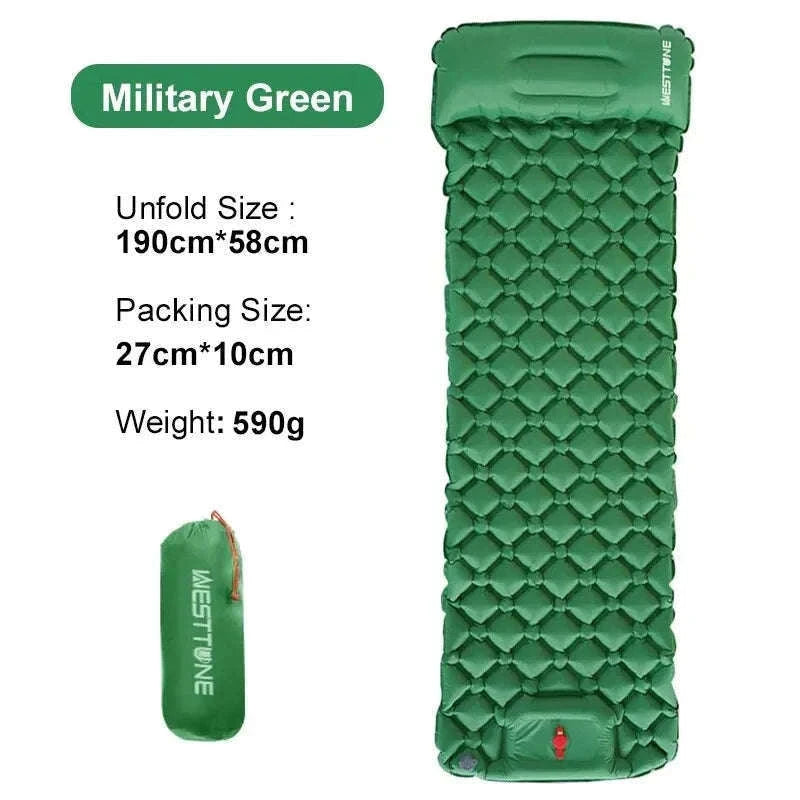 Camping Inflatable Mattress with Built-In Pump and Pillow-Orange