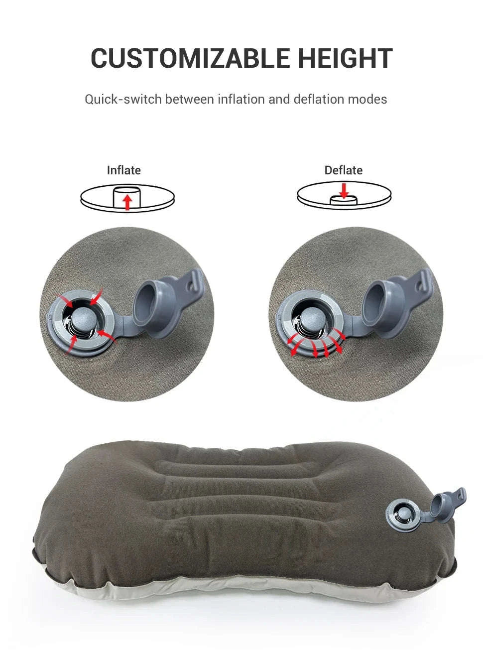 Camping Inflatable Pillow for Neck and Lumbar Support-Off-white