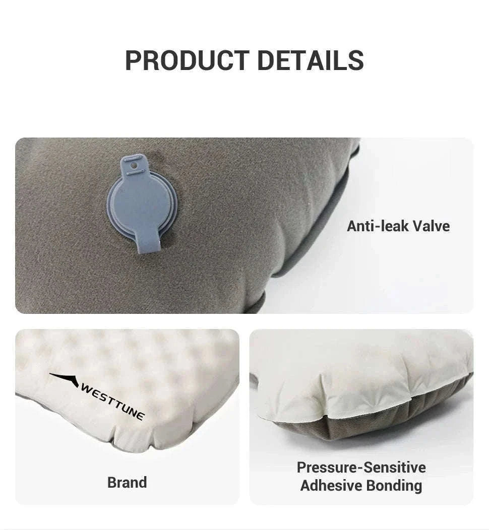 Camping Inflatable Pillow for Neck and Lumbar Support-Off-white