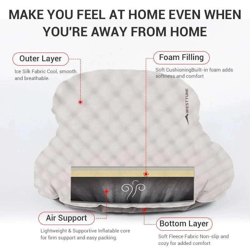 Camping Inflatable Pillow for Neck and Lumbar Support-Off-white