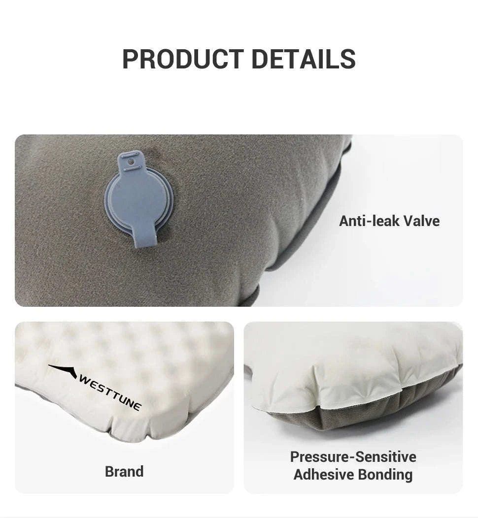 Camping Inflatable Pillow for Neck and Lumbar Support-Off-white