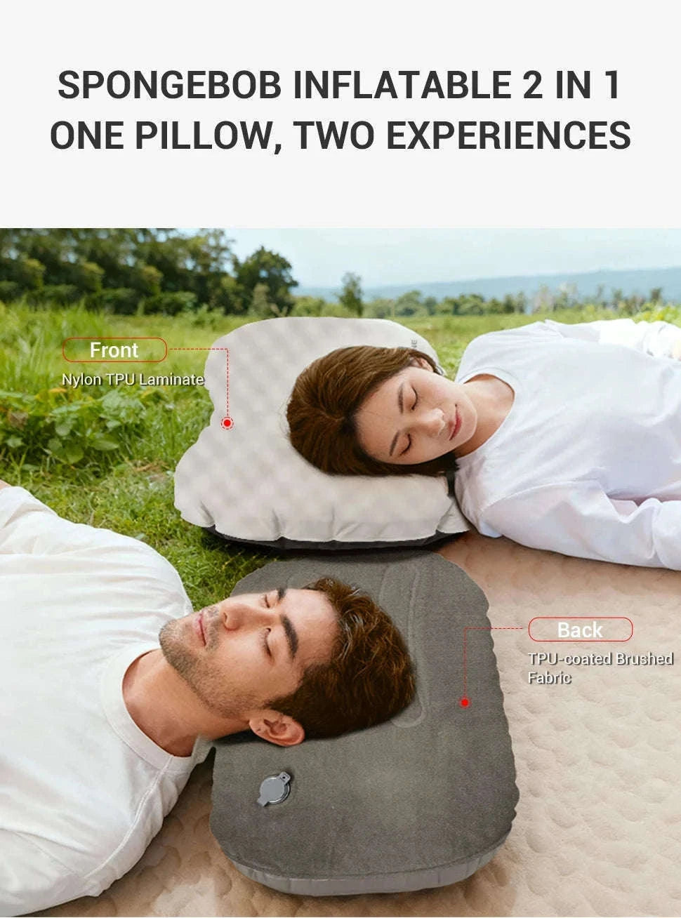 Camping Inflatable Pillow for Neck and Lumbar Support-Off-white