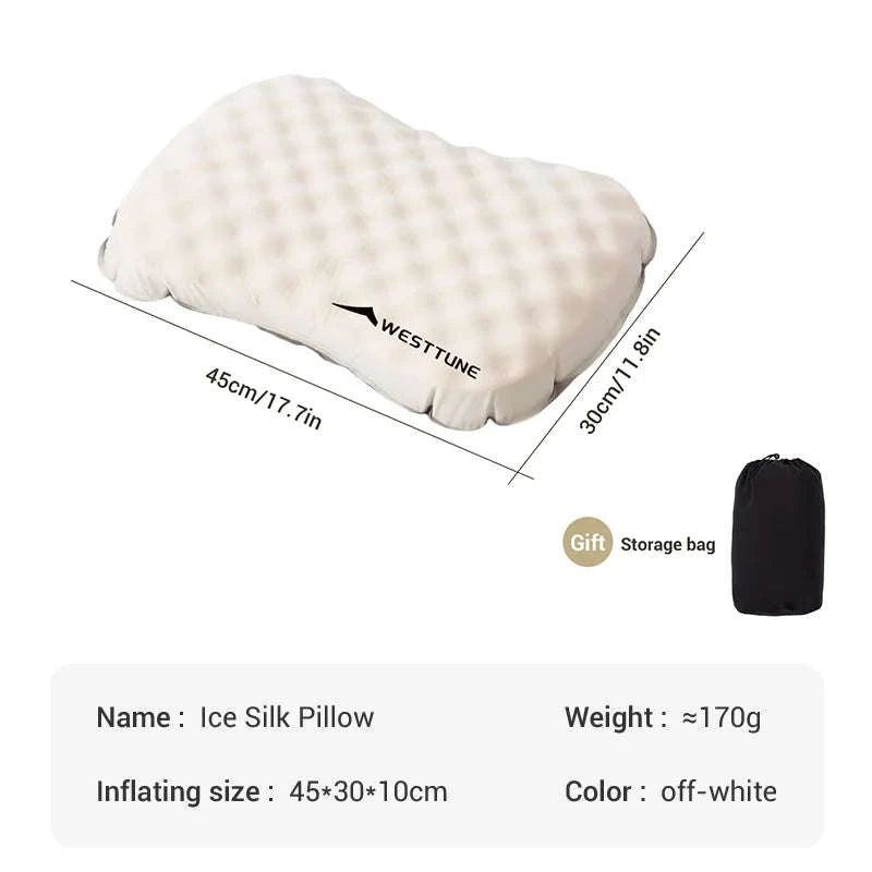 Camping Inflatable Pillow for Neck and Lumbar Support-Off-white