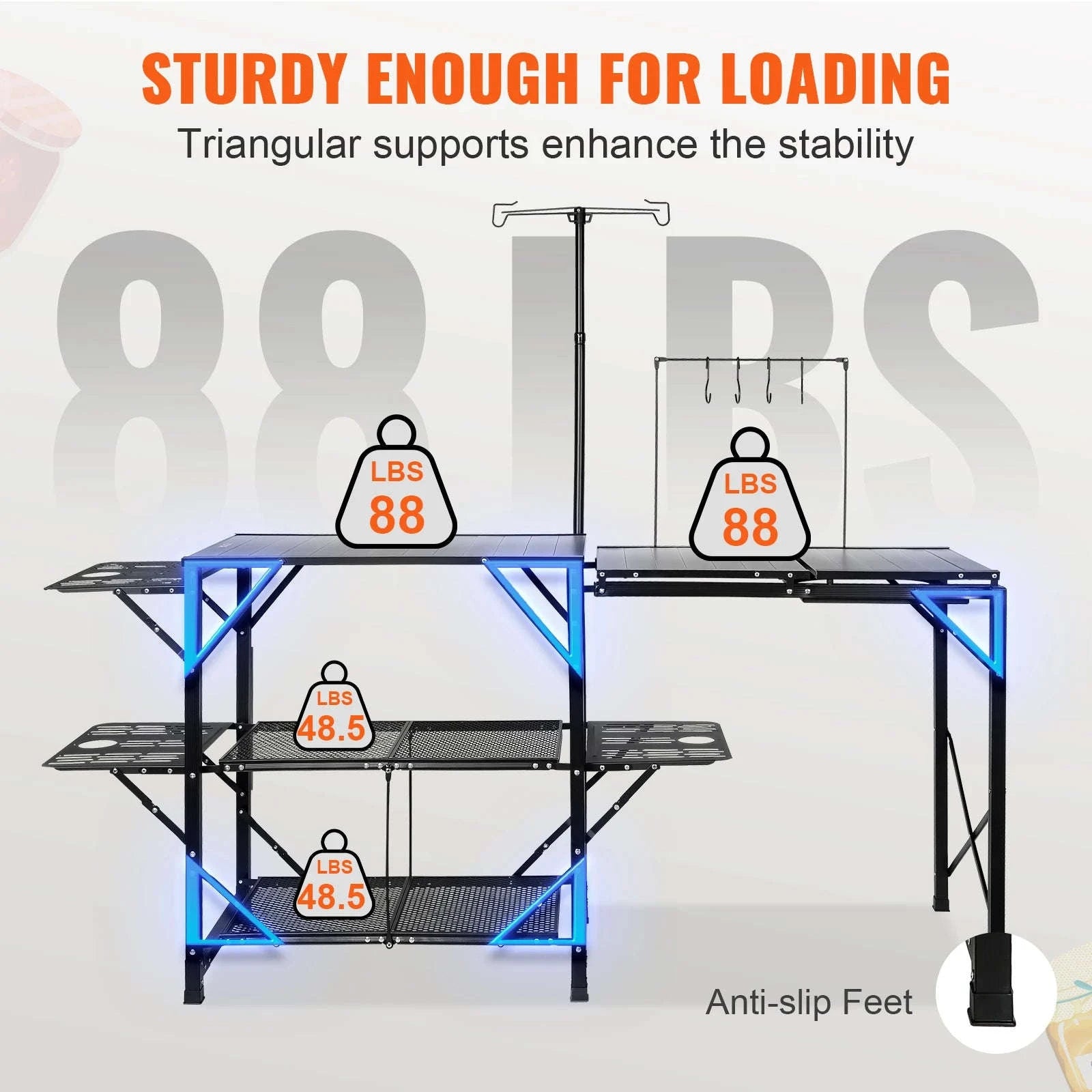Camping Kitchen Table with Sink, Aluminum Folding Portable Outdoor Cook Station-21.4 lbs / CZECH REPUBLIC