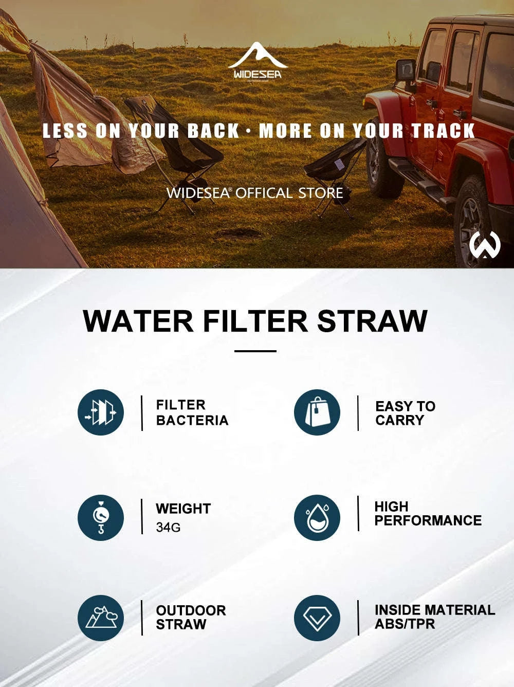 Camping Outdoor Water Purifier Straw with 0.01 Micron Filtration-Blue