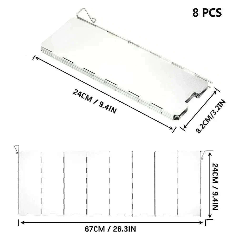Camping Stove Wind Shield Aluminum Alloy for Stable Outdoor Cooking-8Pcs / CHINA