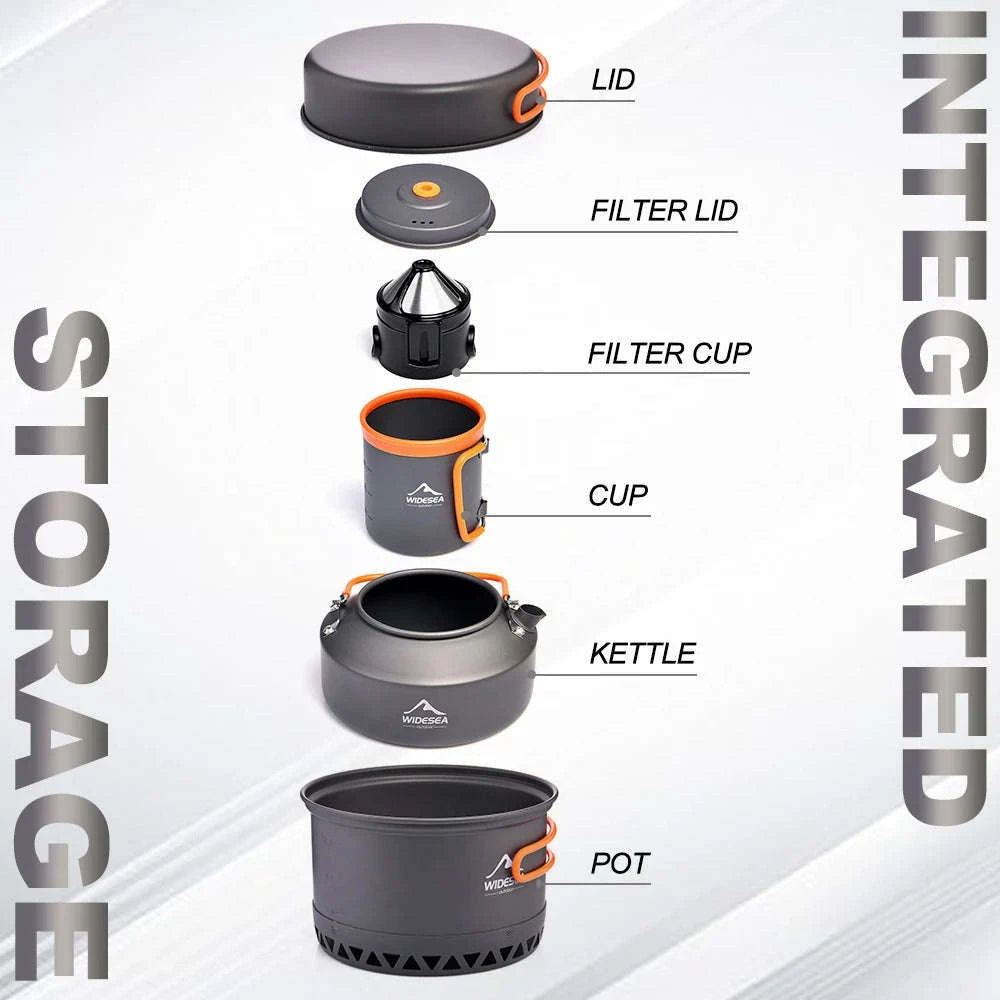 Camping Tableware Outdoor Cookware Set Pots Tourist kettle coffee cup filte Kitchen Equipment Gear Utensils Hiking Picnic Travel-WSC-108 / United States