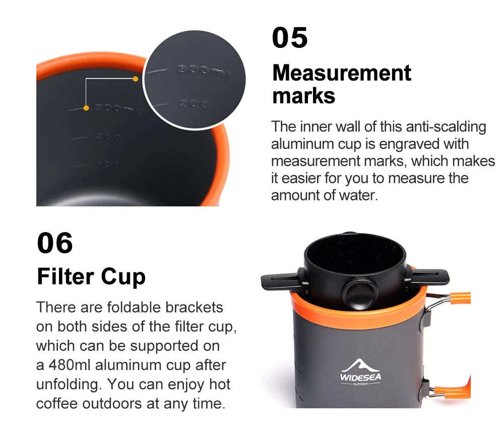 Camping Tableware Outdoor Cookware Set Pots Tourist kettle coffee cup filte Kitchen Equipment Gear Utensils Hiking Picnic Travel-WSC-108 / United States