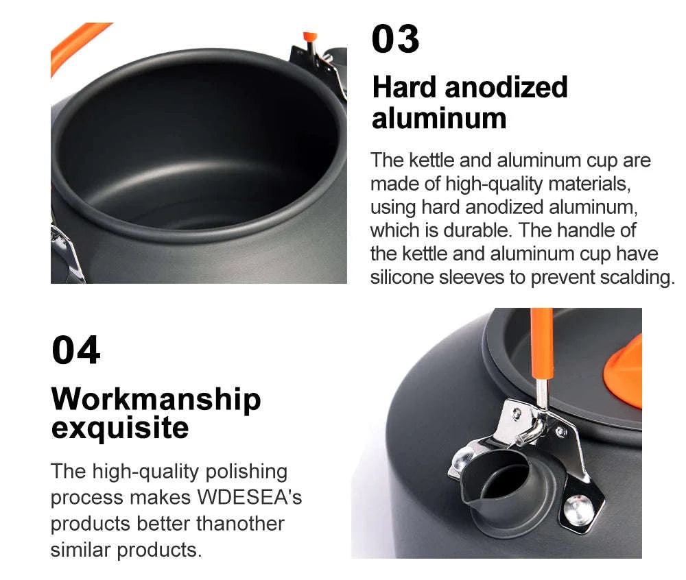 Camping Tableware Outdoor Cookware Set Pots Tourist kettle coffee cup filte Kitchen Equipment Gear Utensils Hiking Picnic Travel-WSC-108 / United States