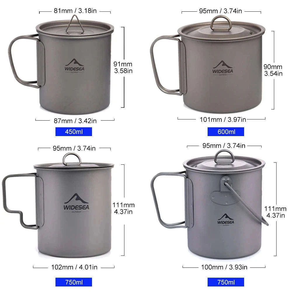 Camping Titanium Mug 0.6L-Titanium Cup 600ML / China Mainland