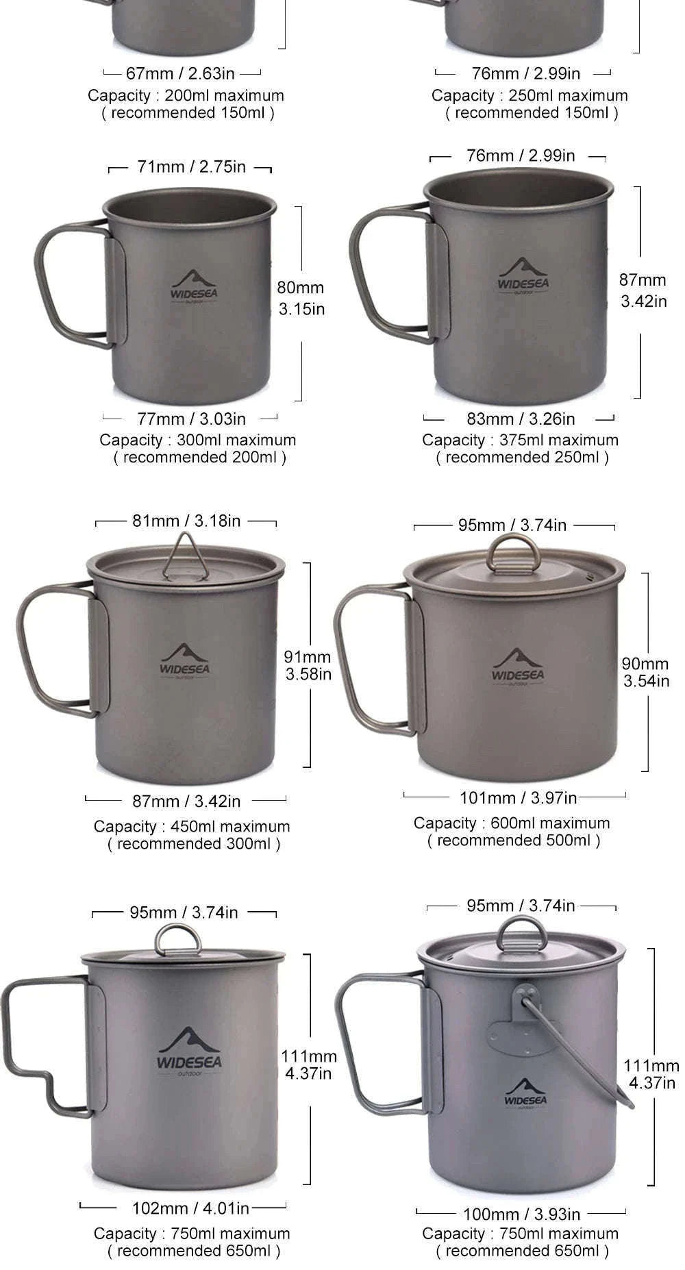 Camping Titanium Mug 0.6L-Titanium Cup 600ML / China Mainland