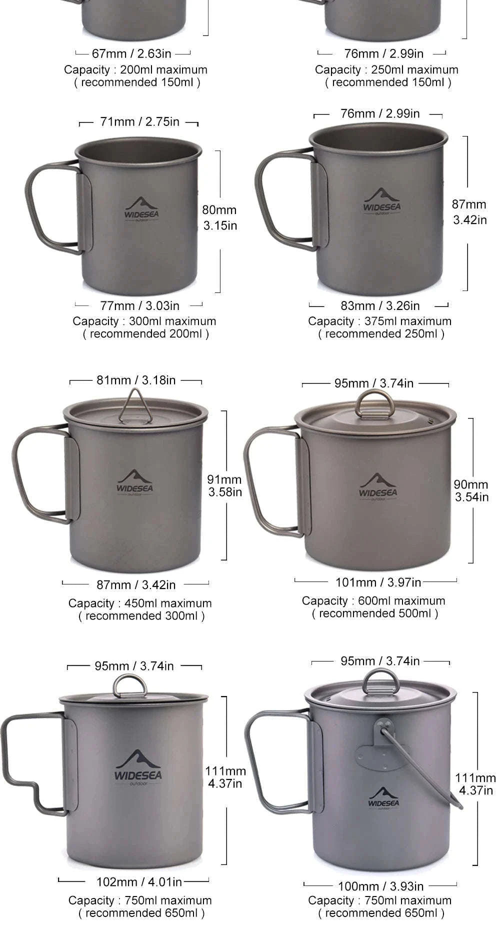 Camping Titanium Mug 0.6L-Titanium Cup 600ML / China Mainland